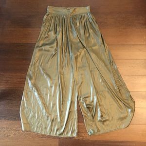 Dex Black Tape Olive Green Satin Wide Leg pant
